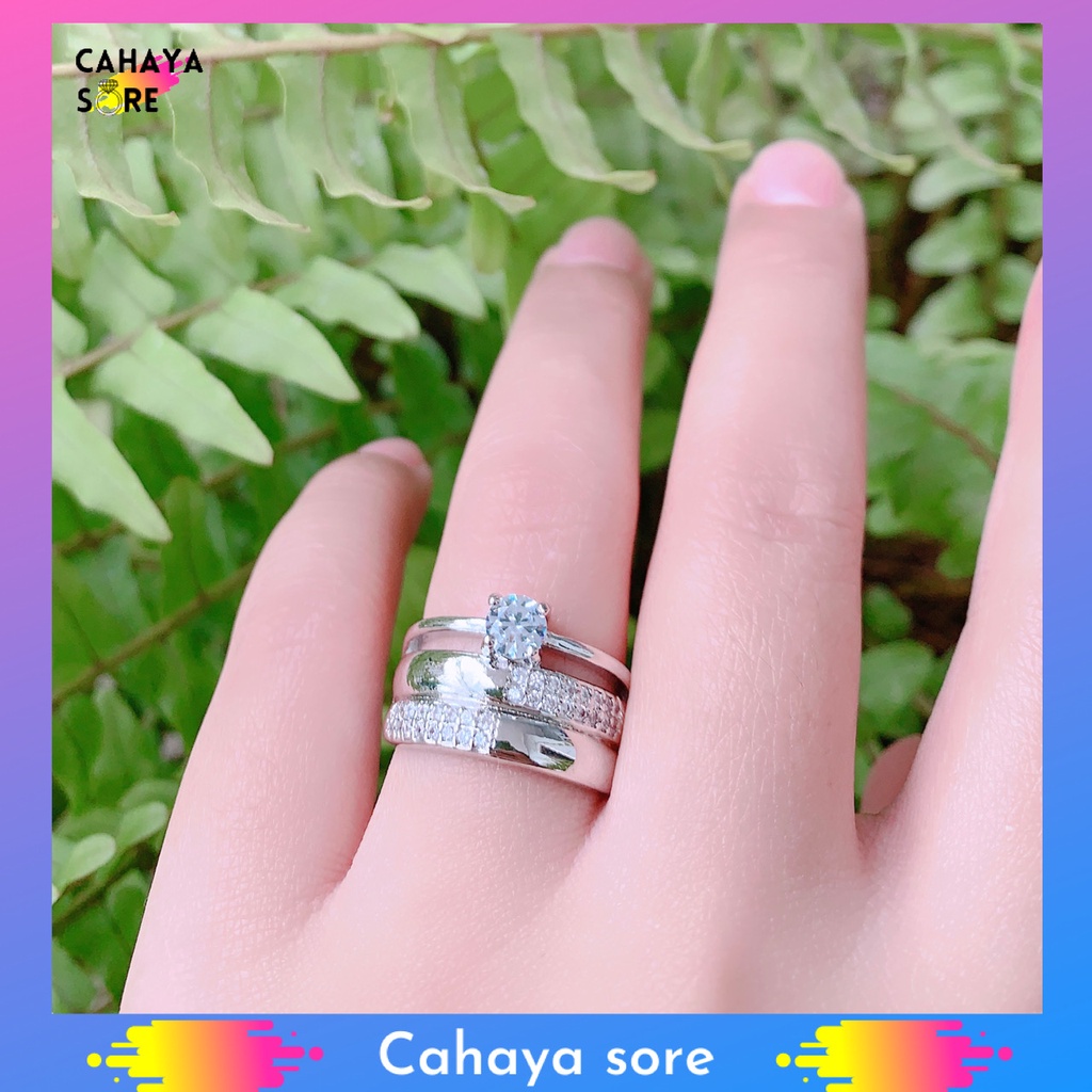 Cincin Xuping Silver Cincin Dewasa Permata Satu Mewah CD22