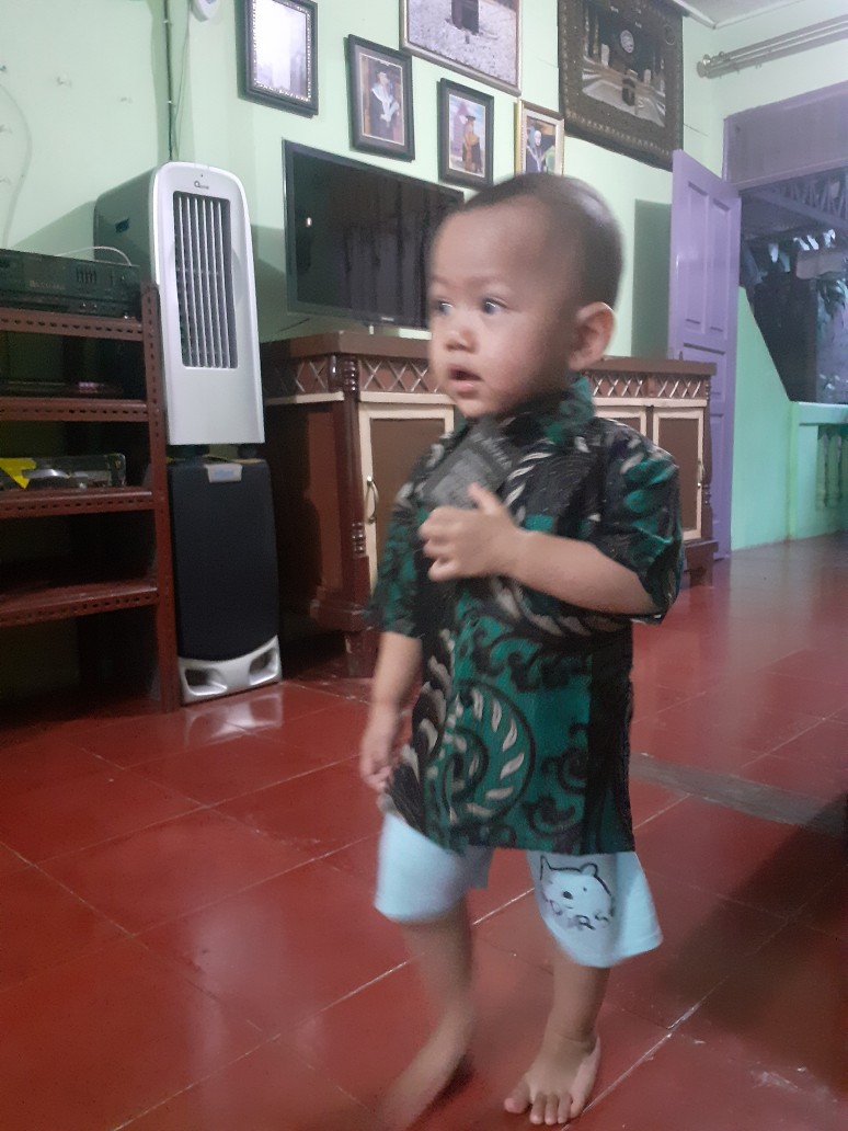 Ruzza Batik Anak Ukuran 0-15 Tahun Kemeja Motif Ulir Biru Baju Laki-laki / Cowok