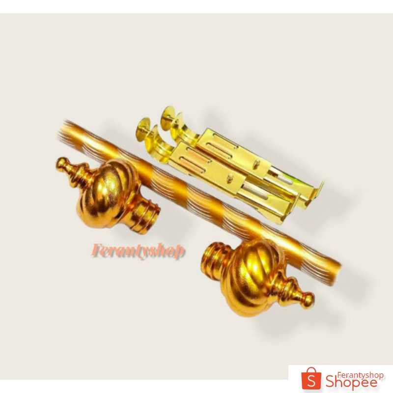 Batang gorden full set 1 meter/batang hordeng pintu dan jendela ukuran 1 merer full set