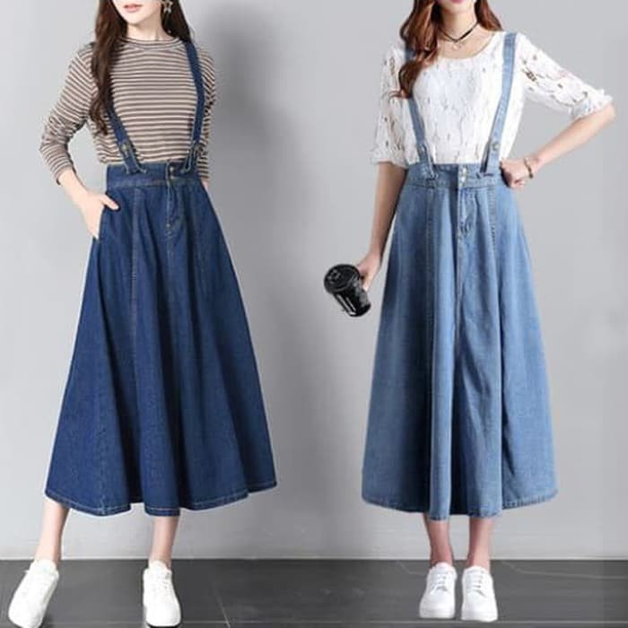 Hyekyo Denim Overall Skirts/Rok Panjang/Rok Kodok/Rok jeans