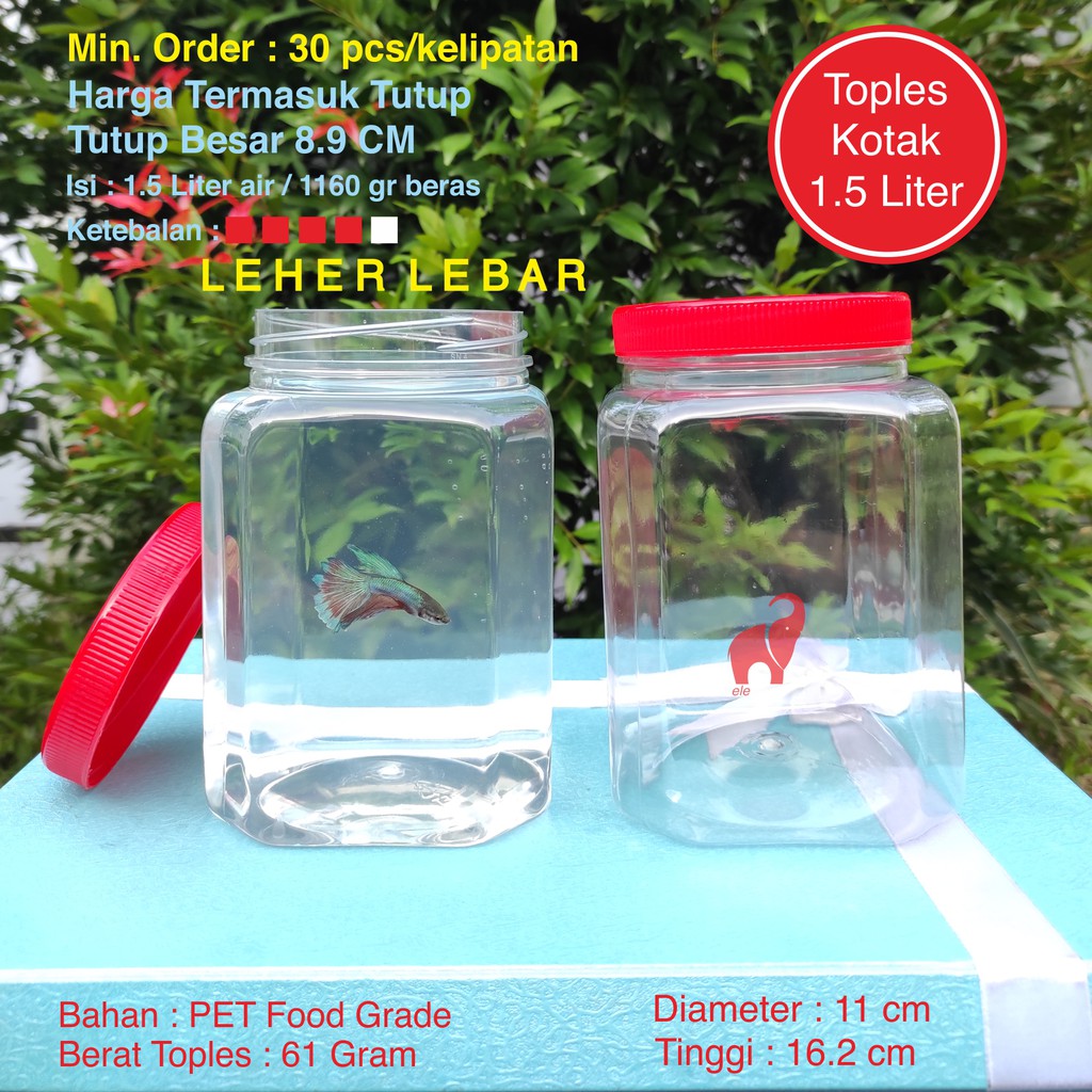 Toples Plastik Kotak Ikan Cupang 1.5 Liter 1500ml Tebal