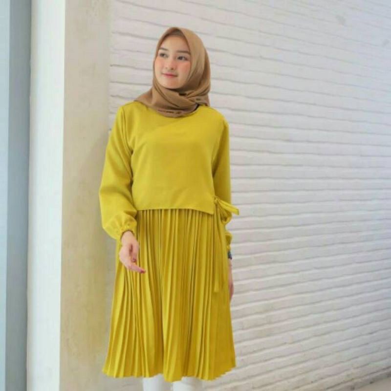 [ BISA COD ] TUNIK INES PLISKET FIT TO L