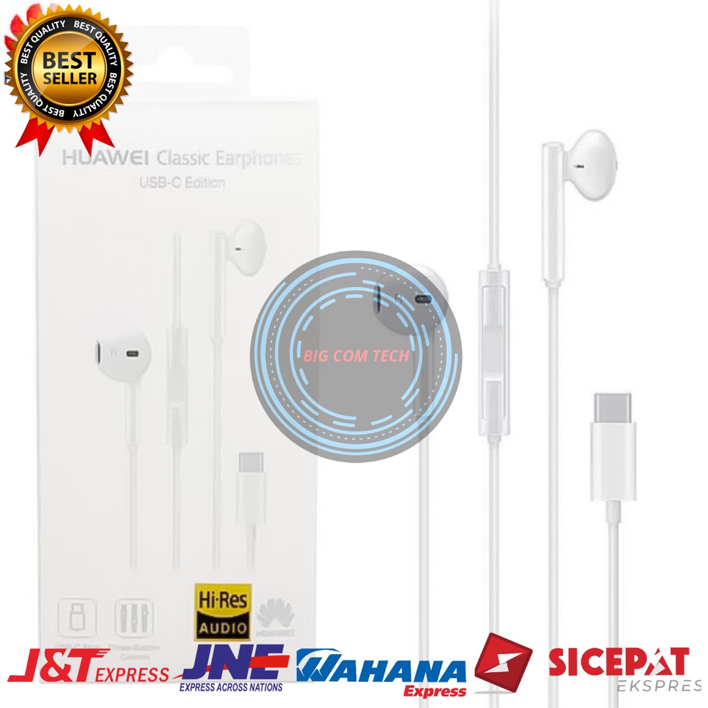 Earphone Headset Handsfree Huawei P10 Plus / P20 Pro / P30 Pro / P40 / Mate 9 Pro / Mate 10 Pro / Mate 20 X / Mate 20 Pro / Honor V30 Pro / Honor V40 Lite Usb Type-C Original