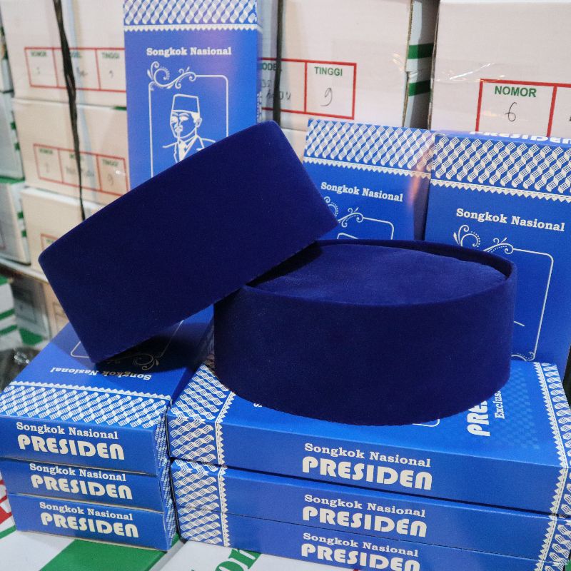 PROMO !!! SONGKOK PECI POLOS PRESIDEN WARNA BIRU