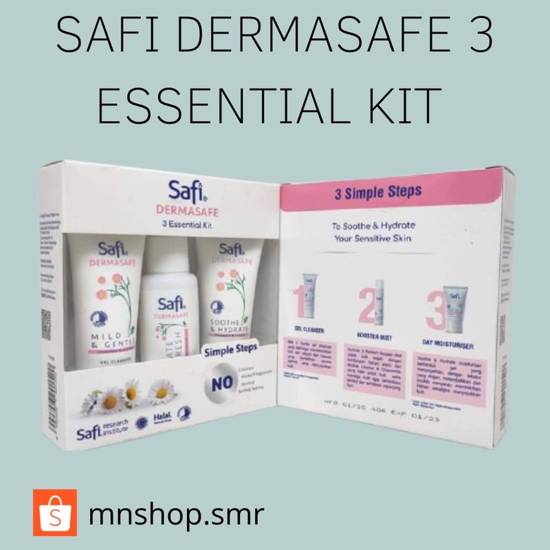 SAFI DERMASAFE 3 ESSENTIAL KIT TRAVEL KIT CLEANSER MOISTURIZER PAKET ISI 3
