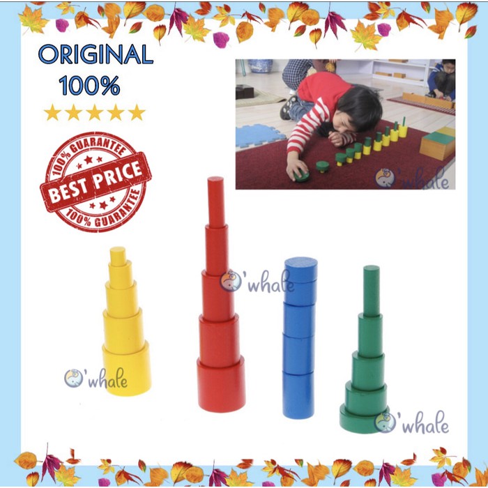 PO694 Aparatus Montessori Knobless Cylinder Mainan Edukasi Montessori