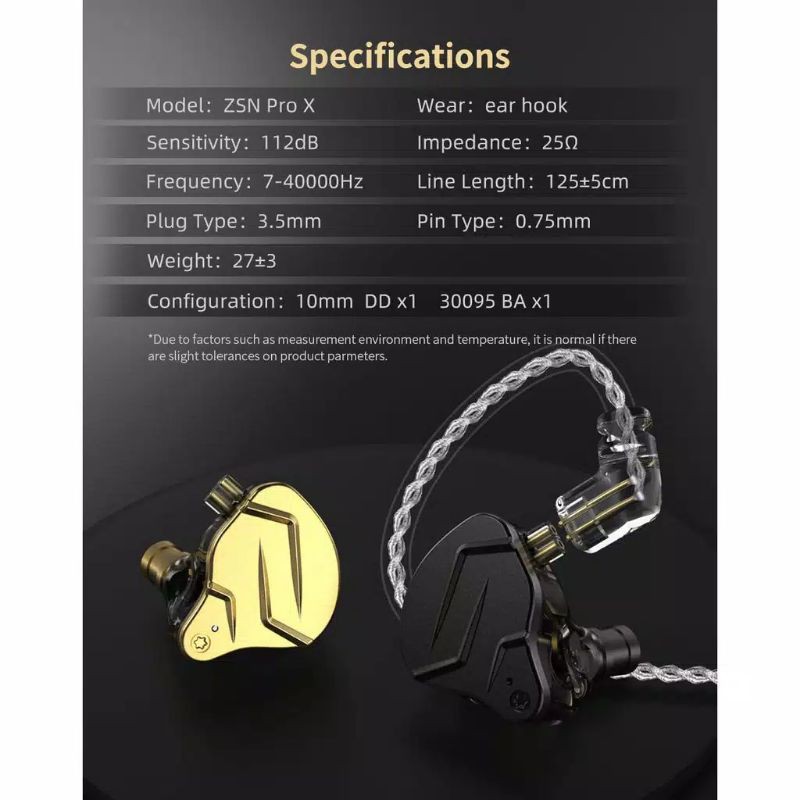 KZ ZSN PRO X With Mic Earphone 1BA+1DD Hybrid Gaming Earphone