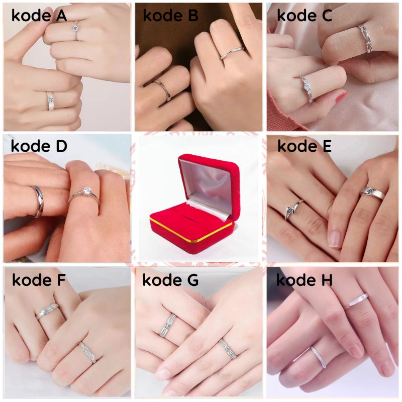 Cincin Couple Silver 925 /Cincin Pertunangan / Cincin Pernikahan / Wedding Ring/ Cincin Wanita / Free box