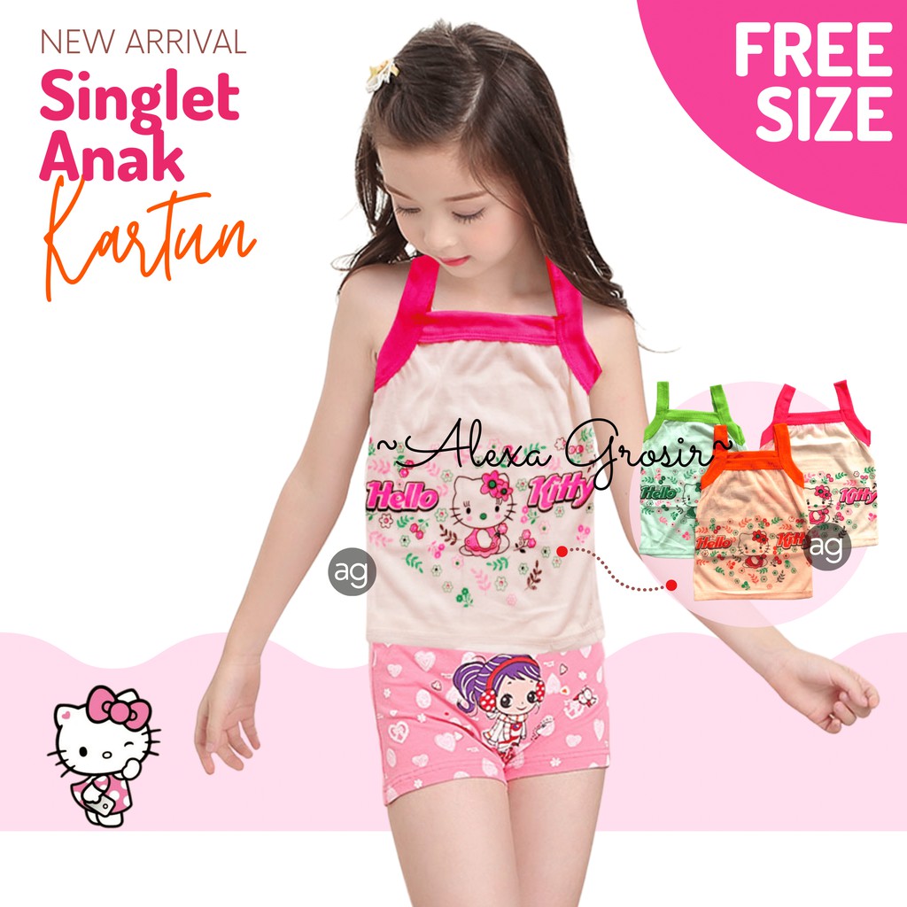 Kaos Singlet Anak 2-3 Tahun Hello Kiti