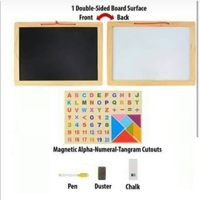 

Mainan Edukasi Anak Papan Tulis Papan Magnetik Kayu 2 Side Board