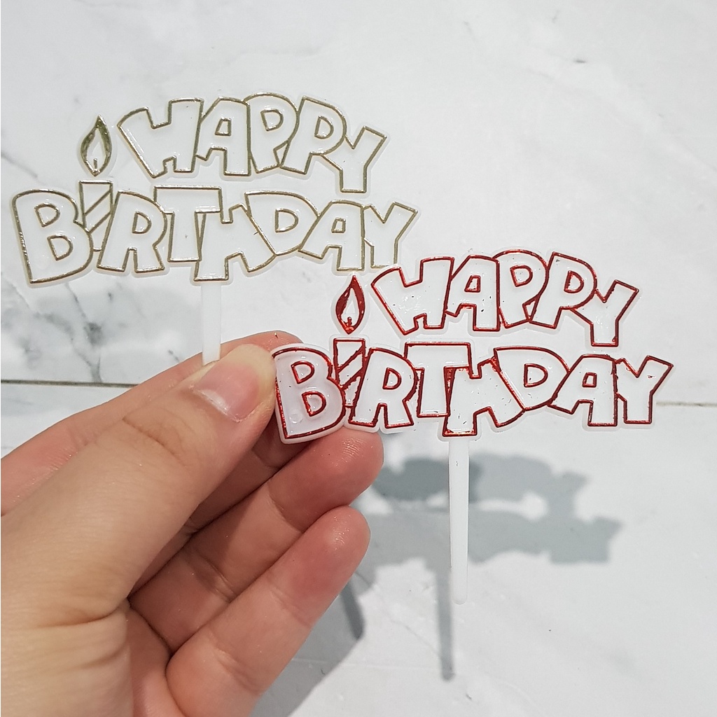 cake topper tusuk  tulisan happy birthday tart hiasan kue ulangtahun