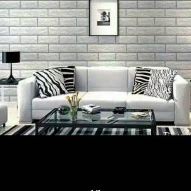 WALLPAPER DINDING MOTIF BATA PUTIH 3D 10m x 45cm