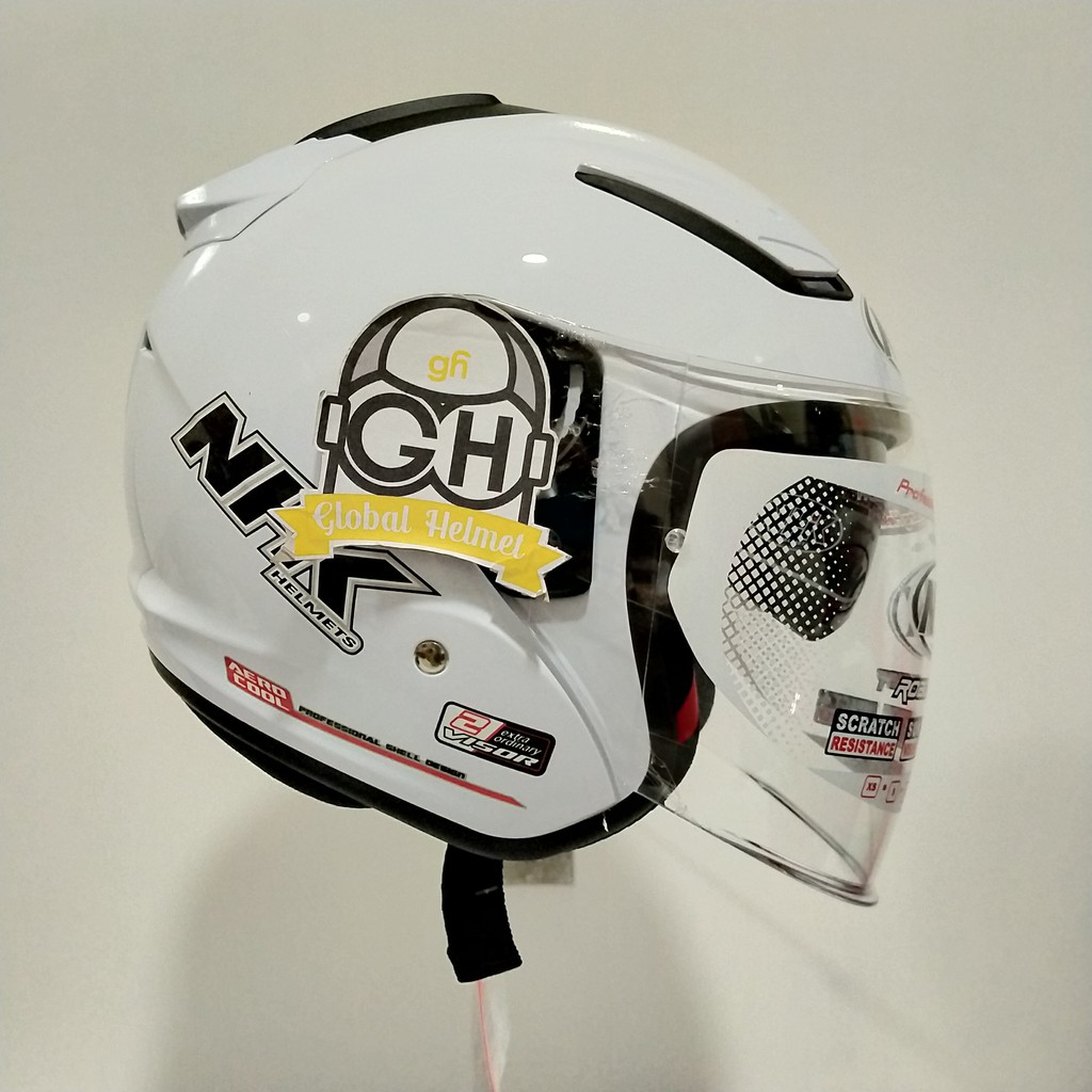 HELM NHK R1 WHITE NHK R-1 POLOS SOLID WHITE DOUBLE VISOR