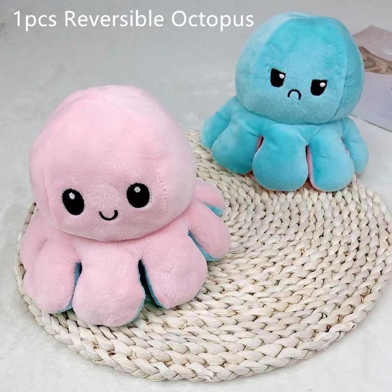 Double-Sided Flip Reversible Octopus Plush Toy Marine Life Stuffed Animals Doll