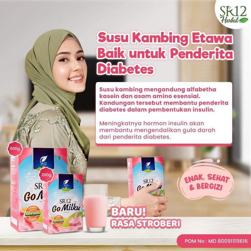 SUSU KAMBING ETAWA PREMIUM GOMILKU SR12 / SUSU GOMILKU SR12 / GO MILKU STRAWBERRY SR12 600GR / SUSU KAMBING ETAWA BUBUK HERBAL / SUSU PENGGEMUK BADAN / MELANCARKAN ASI / MENYEHATKAN LAMBUNG