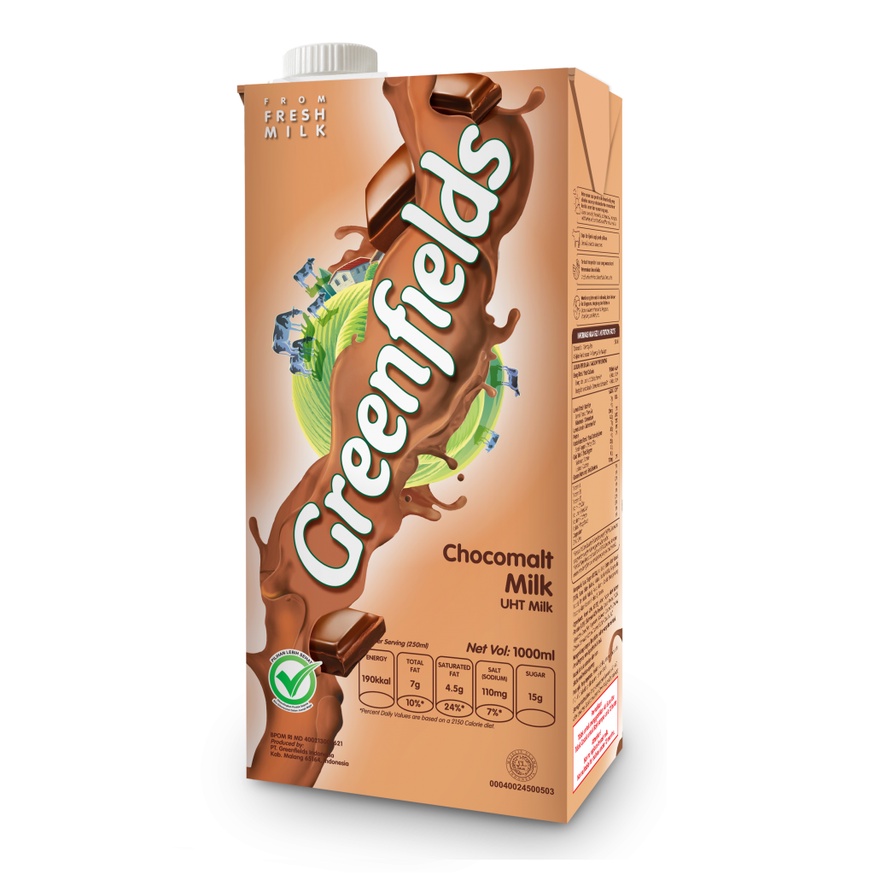 

susu uht greenfields coklat chocolate chocomalt 1000 1 liter