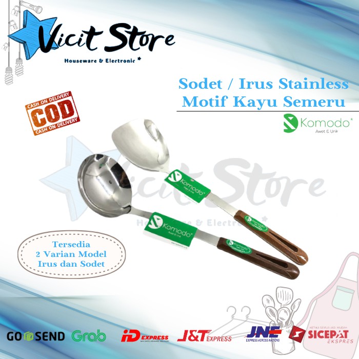 Sodet Spatula Stainless Komodo Motif Kayu Semeru