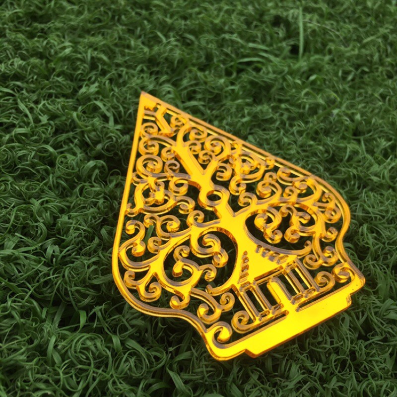 gunungan wayang bahan mahar,cutting akrilik mirror gold murah