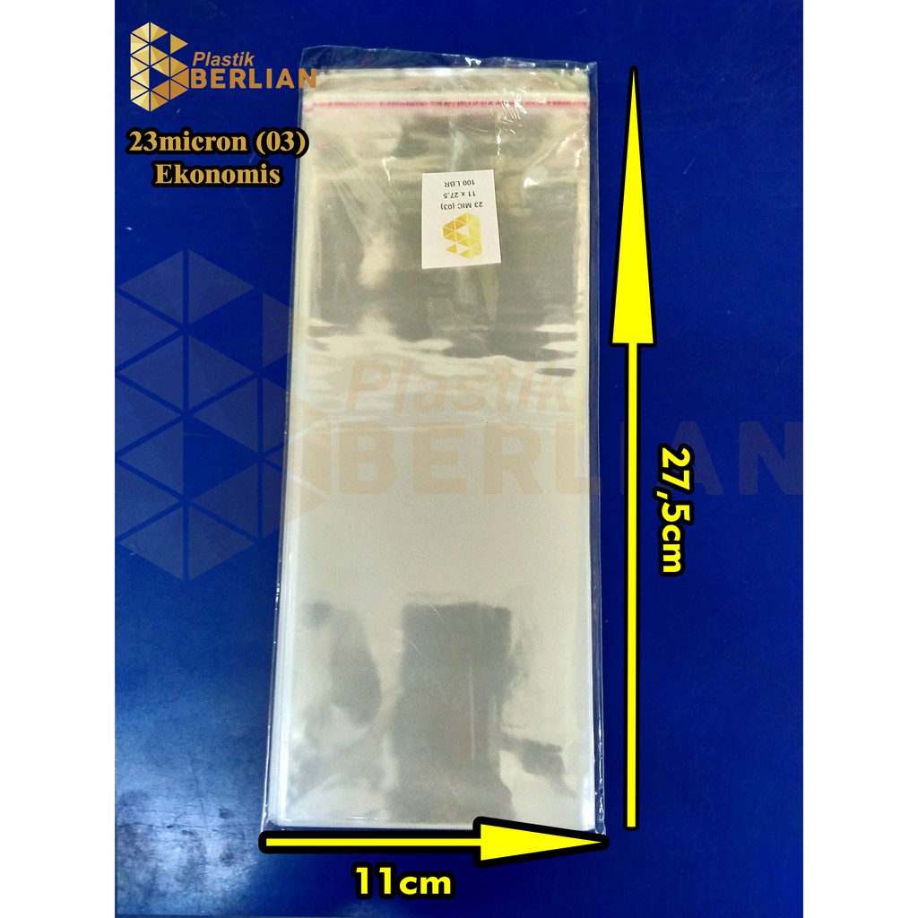 

11 x 27,5 cm Plastik OPP EKONOMIS 23micron (100 lbr) (lem/seal)