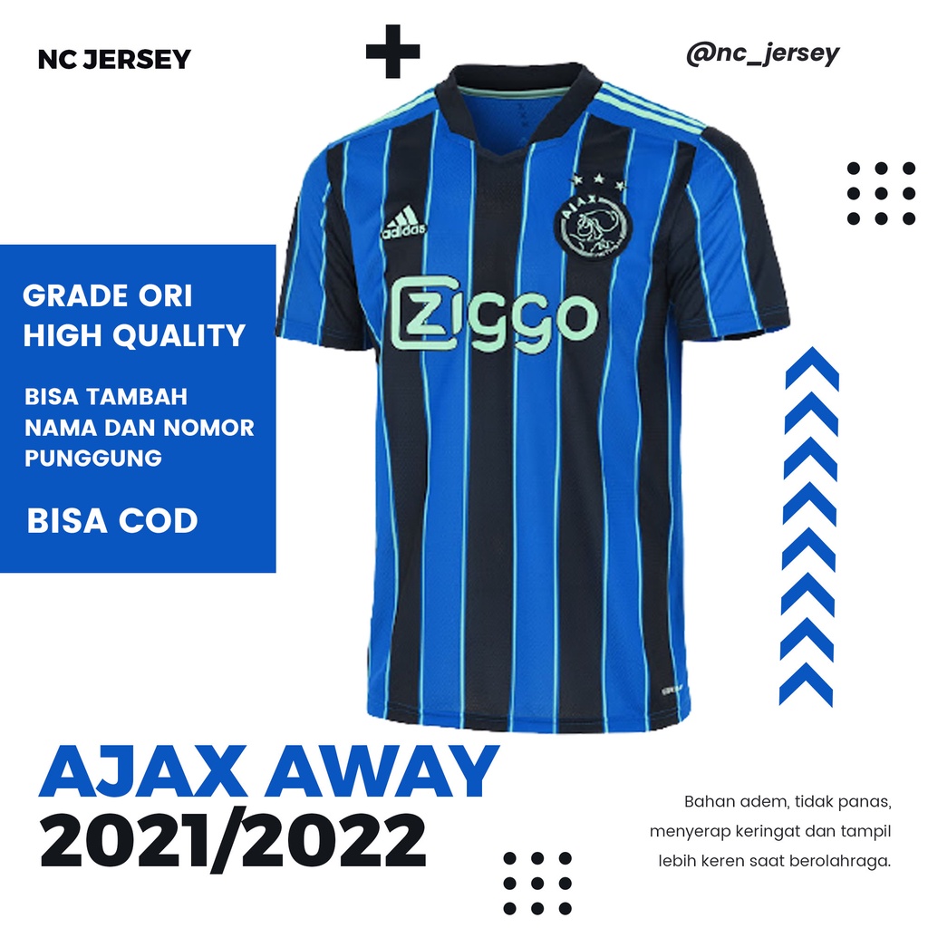 Jersey Bola Ajax Away 2021 2022 Grade Ori Import High Quality HQ Premium Terbaik NEW SEASON 21 22