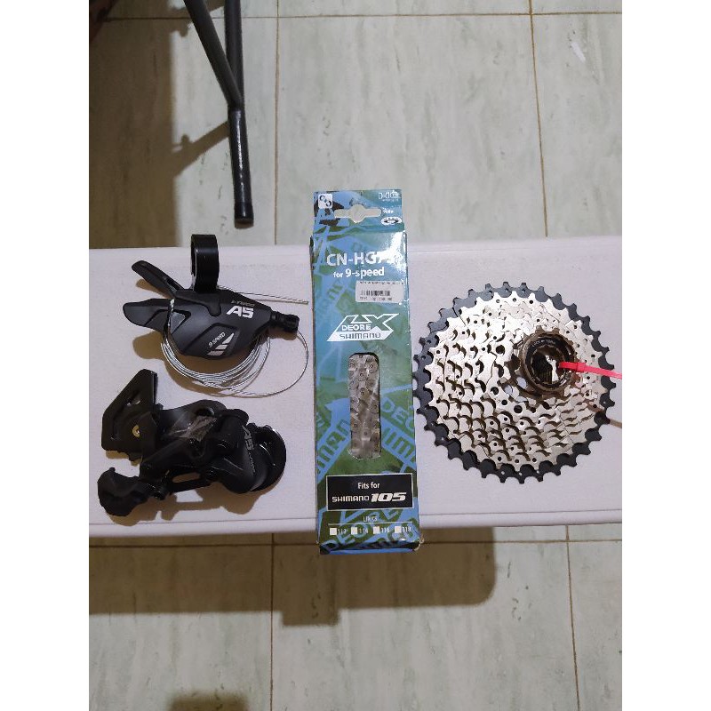 Groupset 9 Speed Shifter 9s Ltwoo-RD 9s Short Ltwoo-Sprocket 9s 11-34T-Rantai 9s Shimano Deore Lx