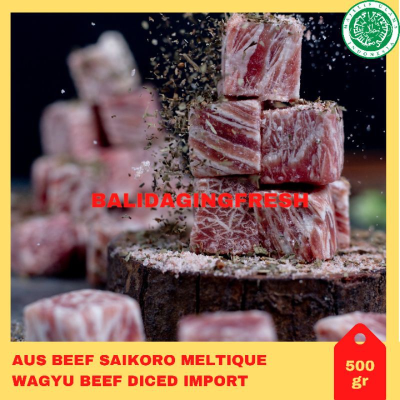 

Beef Wagyu Saikoro Meltique 500 gr / Beef Wagyu Cubes Premium