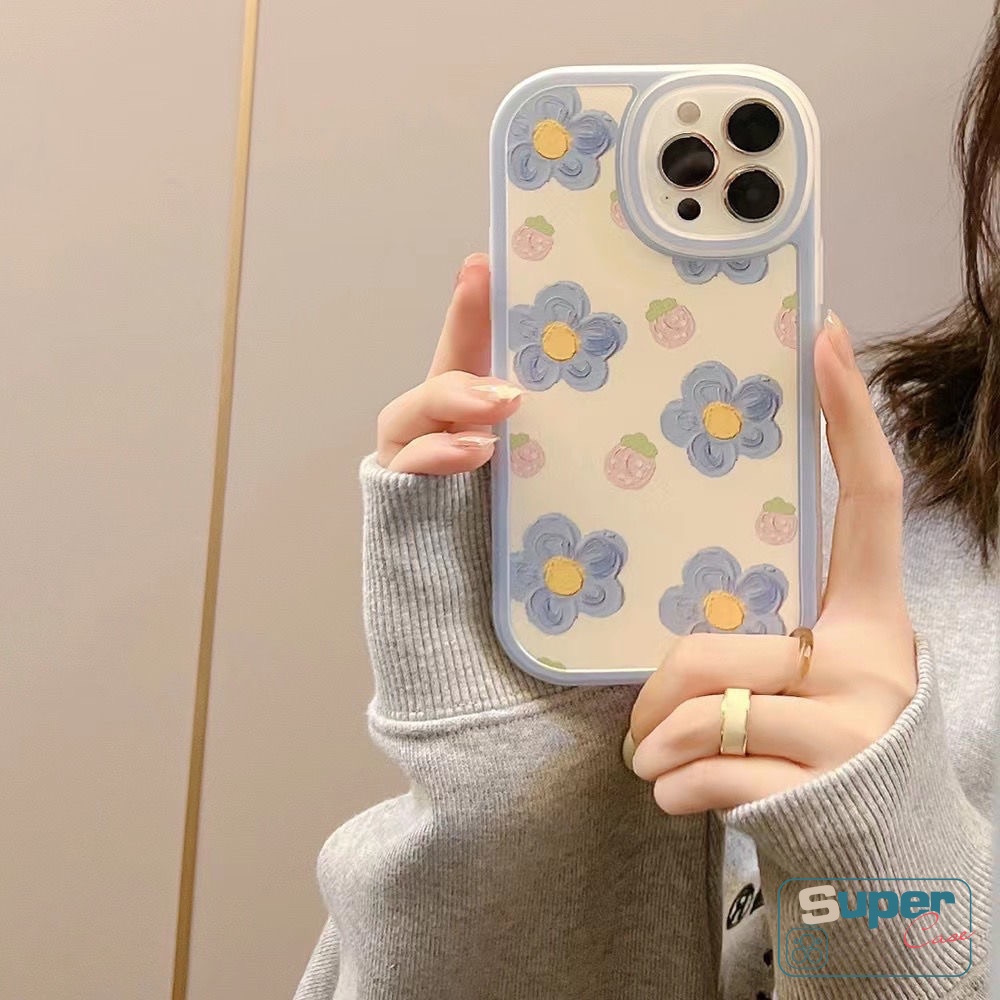 IPHONE Fashion Lukisan Cat Minyak Floral Case Kompatibel Untuk Iphone11 Pro Max XR 78 Plus 6 6s Plus 14 12 13 Pro Max X XS Max SE 2020bunga Tpu Lembut Shockproof Back Phone Cover