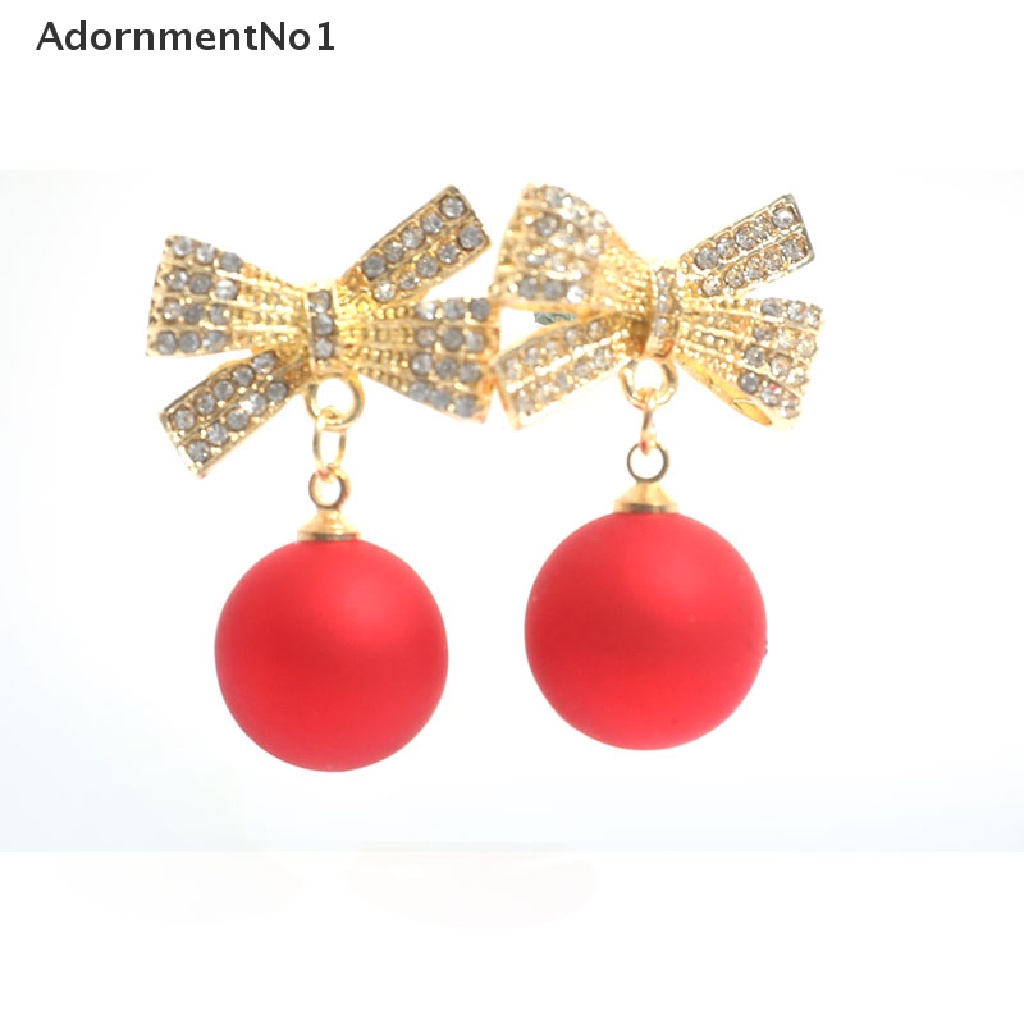 (AdornmentNo1) Anting Tusuk Gantung Pita Merah Aksen Mutiara Imitasi Untuk Wanita