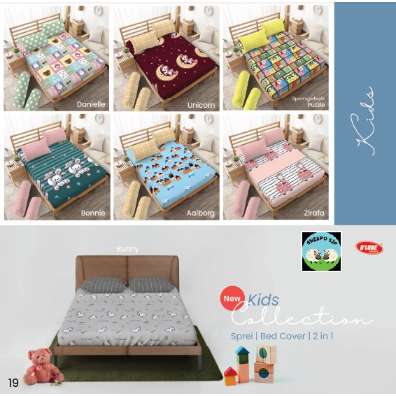 KINTAKUN SPREI MOTIF ANAK 160x200/180x200 MOTIF DANIELLE UNICORN SPONGEBOB BONNIE AALBORG ZIRAFA