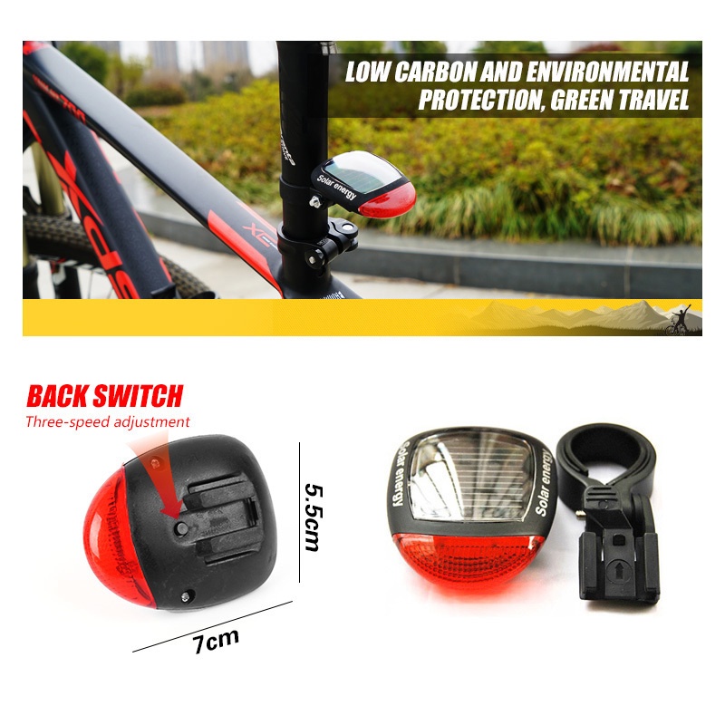 [3 Mode 2 Lampu Ekor Sepeda Energi Surya LED] [ Lampu Belakang Peringatan Keselamatan Sepeda ] [Lampu Bersepeda Gunung Jalan MTB]