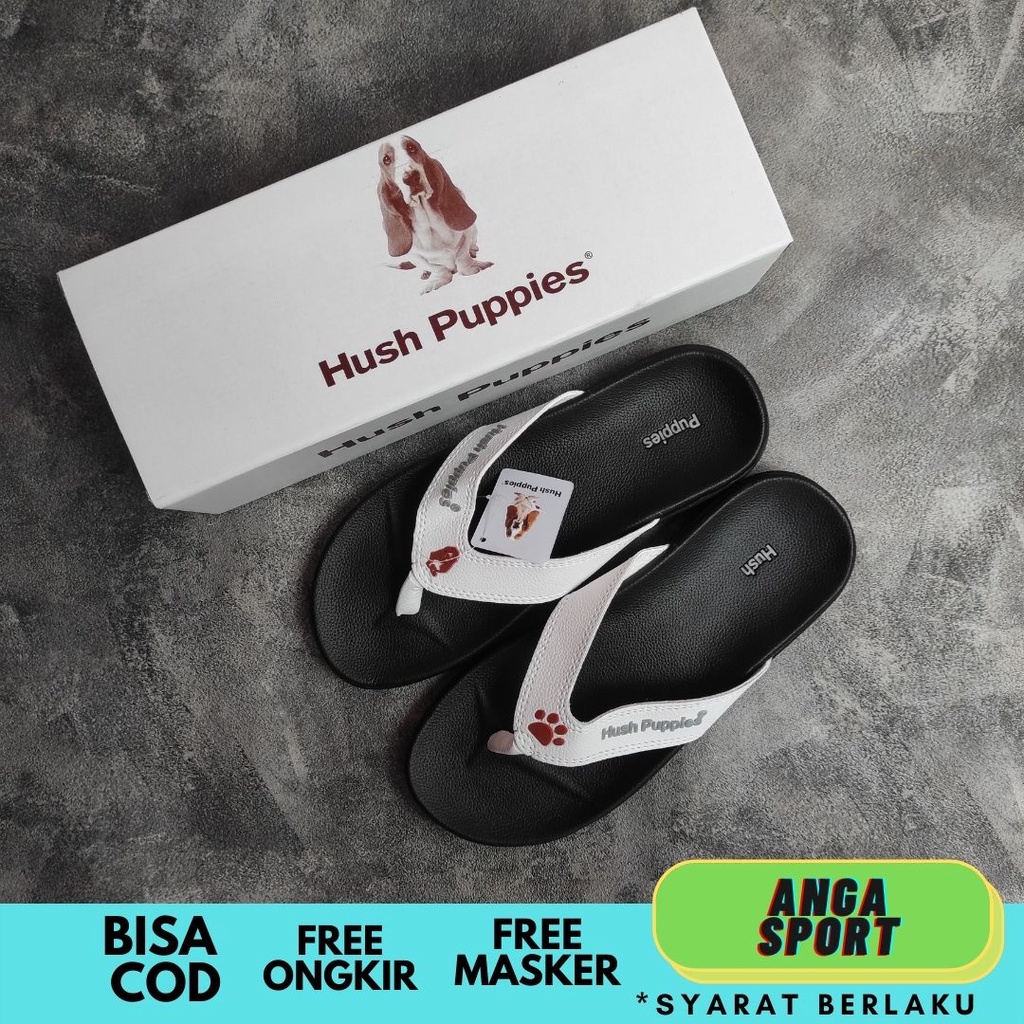 SANDAL HUSH PUPPIES JEPIT PRIA HITAM PUTIH PREMIUM / SENDAL DISTRO JEPIT KANTORAN SANTAI / SANDAL COWOK JEPIT DEWASA KEREN TERMURAH