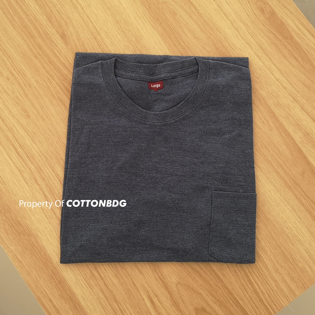 KAOS POLOS SAKU PRIA POCKET TANGAN PENDEK WARNA NAVY MISTY UKURAN S-XL BAHAN TWOTONE 30S ORGINAL