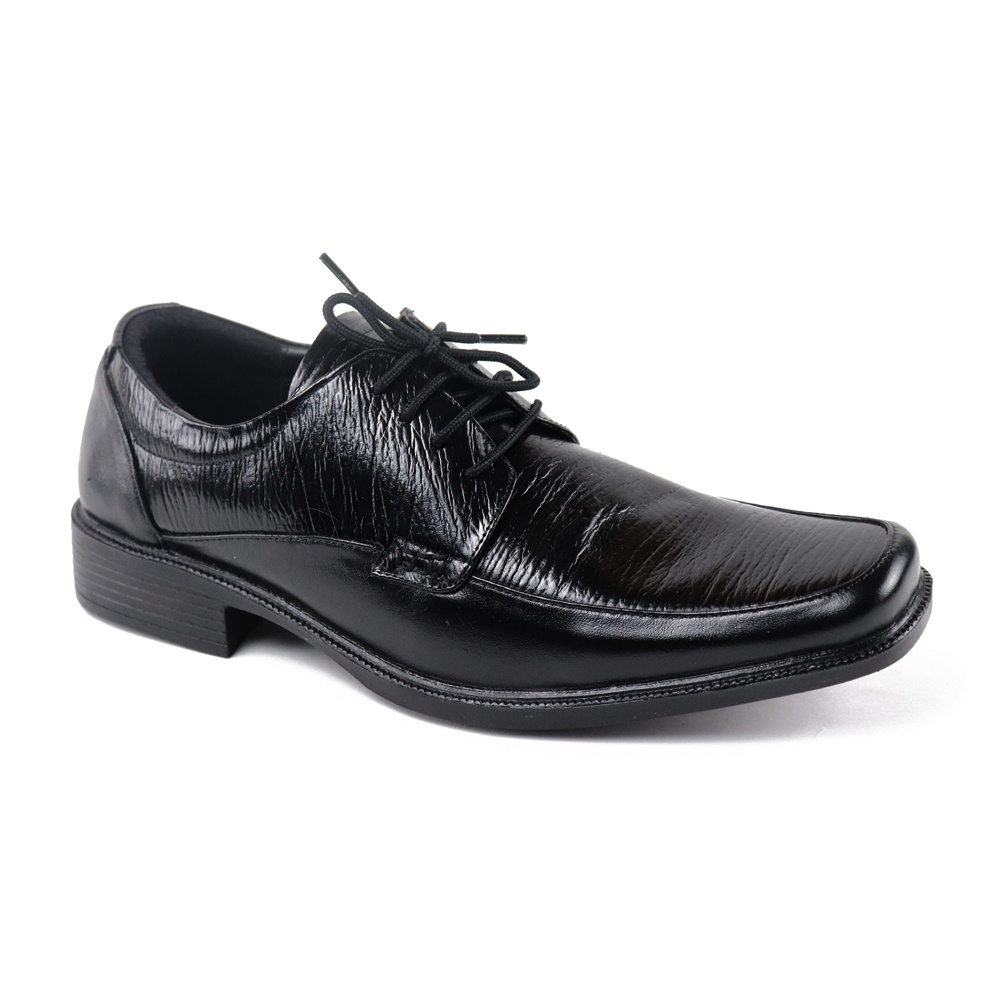 Sepatu Formal Pantofel Pria Hitam Tali Kerja Kantor Kuliah Fashion Original Kulit Asli Grutty Hitam