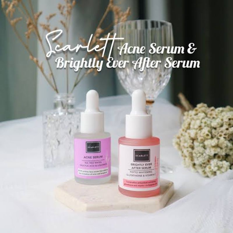 SCARLETT SERUM WHITENING BRIGHTLY EVER AFTER + ACNE SERUM SCARLET UNTUK KULIT NORMAL DAN ACNE