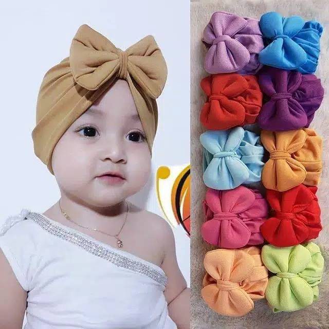 TURBAN ANAK PITA USIA 0-3 TH HIJAB JILBAB INSTAN ALL SIZE BAHAN JERSEY PREMIUM