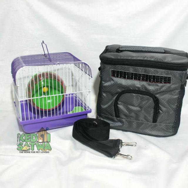 Travel Cage Tas Jalan jalan Sugar Glider Landak Mini Hamster Warna Grey -Kedai Satwa