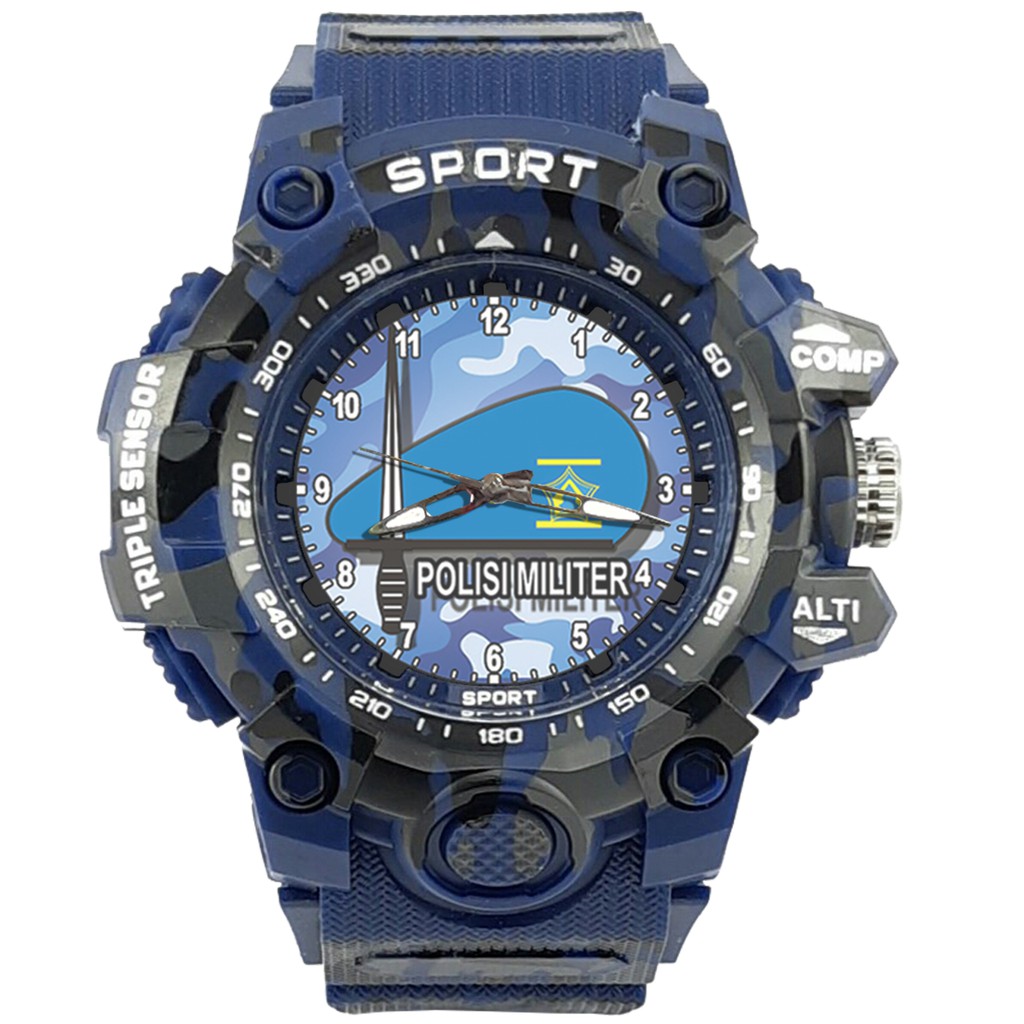 {Istimewa} Jam Tangan POLISI MILITER INDONESIA -Biru Army Water Resistant