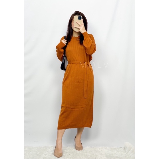 MDLV ~ Maxi Manna Rajut Long Dress Maxi Rajut Fashion Wanita