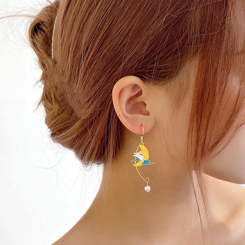 Hu Hu Hu Hu Hu Alat Bantu Pasang Kacamata♡ 1 Pasang Anting Rumbai Panjang Desain Hewan Bunga Aksen Mutiara Tiruan Bahan Tembaga Untuk Wanita