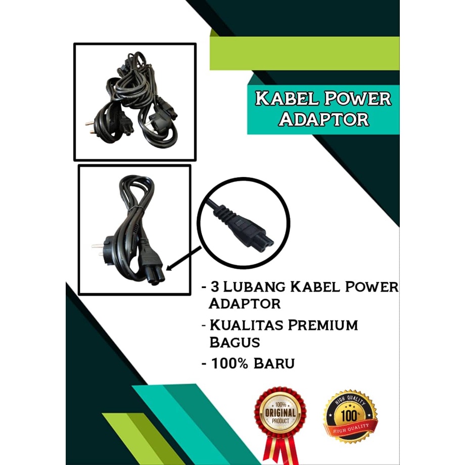 Kabel POWER Laptop 3 Lubang Jaminan Kualitas Tebal