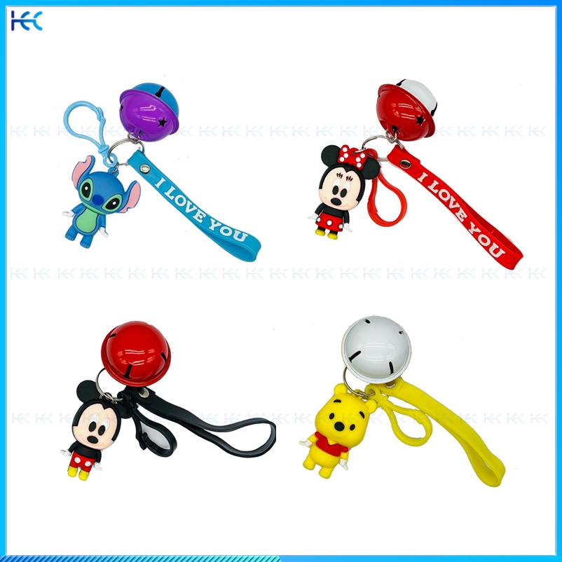 Cartoon Stitch Doll Keychain Pendant Decoration Cute Schoolbag Ornament Bell Keyring Couple Gift