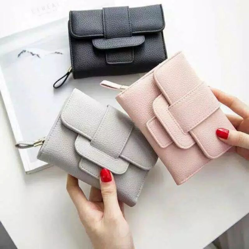 dompet Wanita Impor Fashion Korea Dompet Lipat Mini Unik Lucu
