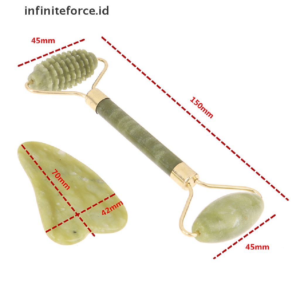 (Infiniteforce.Id) Alat Pijat Roller Kepala Ganda Bahan Giok Untuk Relaksasi Kulit Wajah / Tubuh