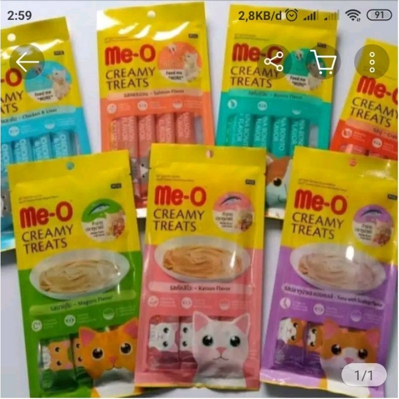 Meo liquit snak creamy 1 pack isi 4 all varian Cemilan kucing snack promo Liquid snack kucing meo li