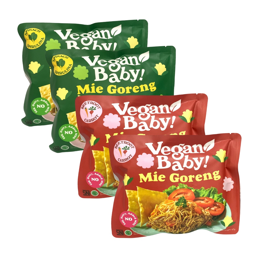 

Mie Goreng Instant Vegetarian Sehat dan Rendah Kalori by Vegan Baby! 4 Pack MIX Varian Wortel dan Bayam