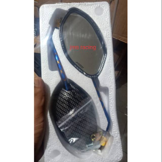 kaca spion cermin carbon model beat gagang blue xxx honda&amp;yamaha