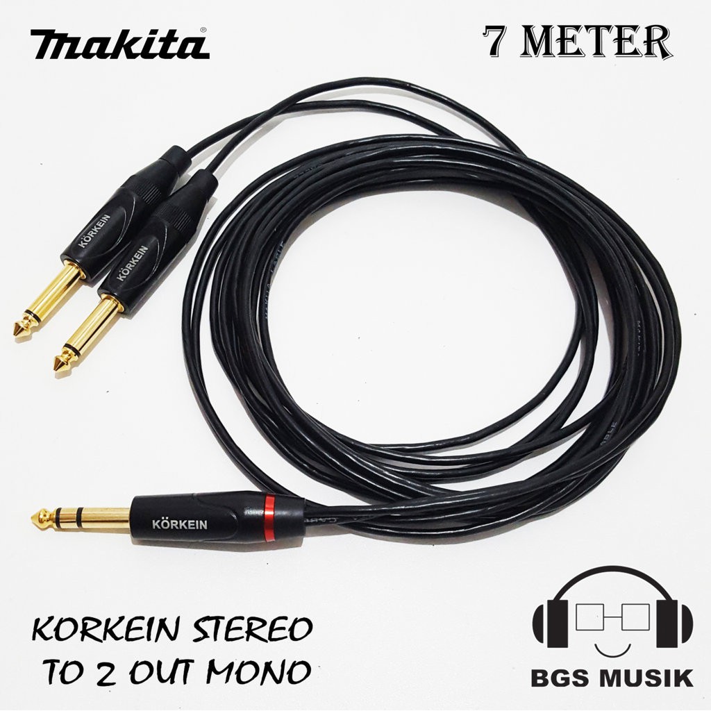 Kabel Jack Stereo To 2 Jack Mono 7m - Kabel Jack Stereo 6.5mm To 2 Jack Mono - Kabel Jack Mic