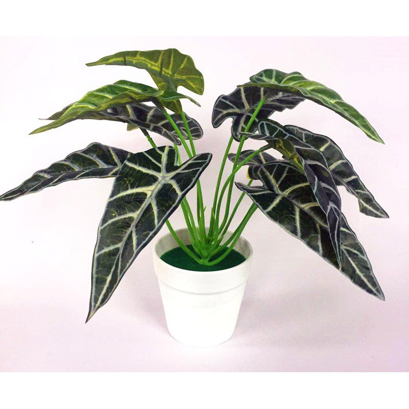 Satu7an Ornamen Bunga Plastik Tanaman hias Dekorasi Rumah Pajangan ARTIFICIAL Murah Impor pot bonsai-DAUN 4 - PBP09