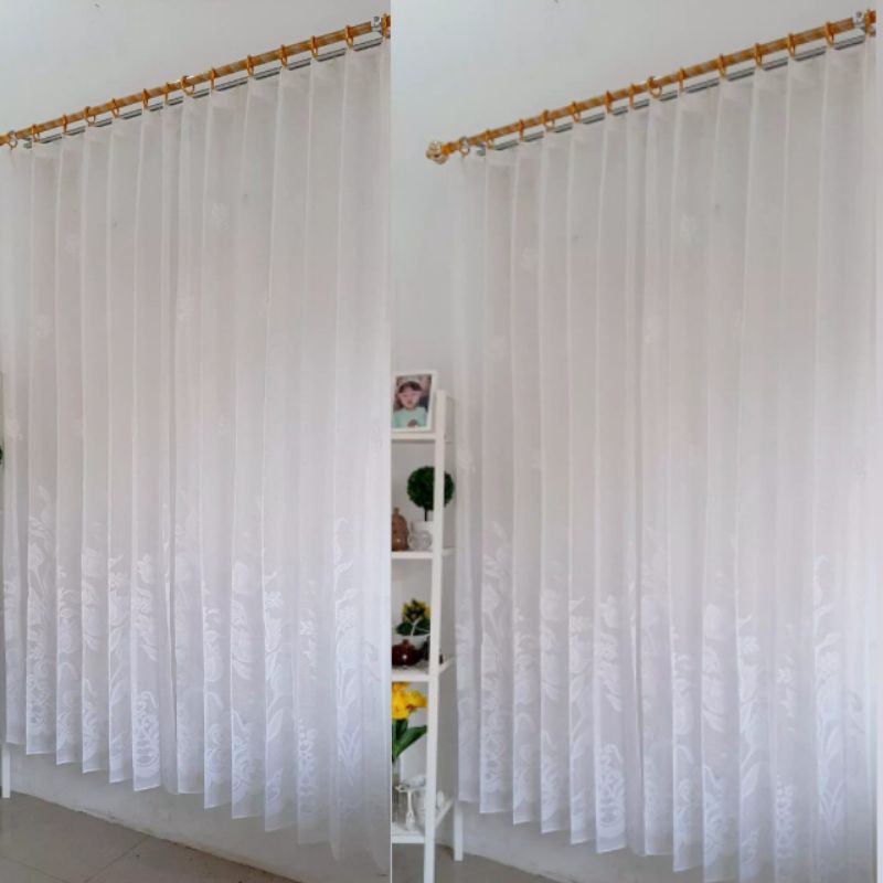 Gorden Putih trasparan, hordeng vitrase putih polos, gorden dalaman putih, gorden siang, hordeng tra
