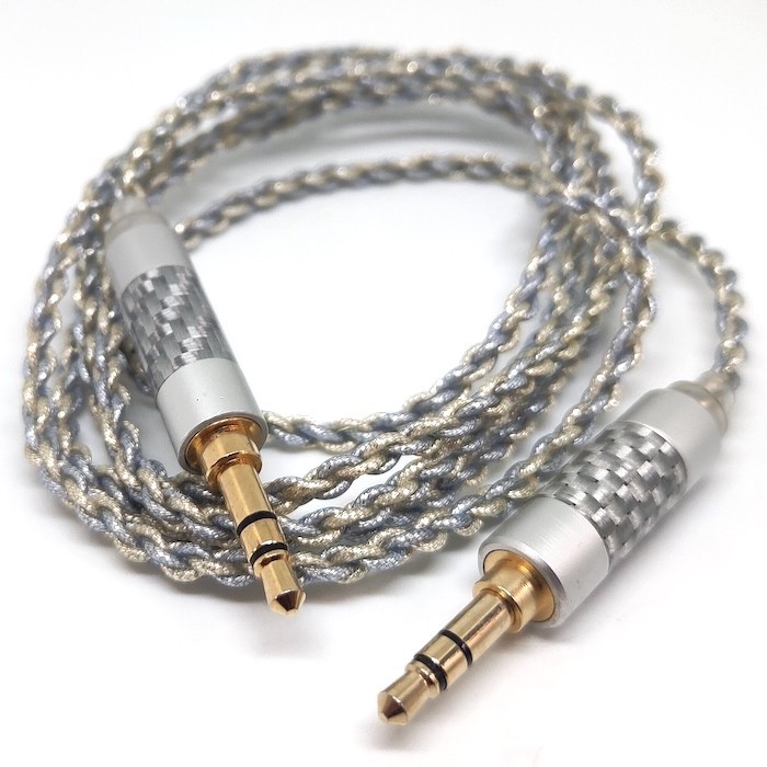 Silver Foil Plated 3.5mm Aux Headphone Audio Cable High End